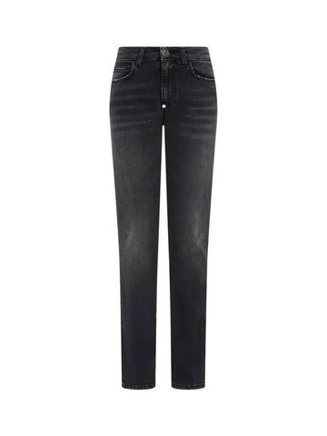 Women's Hexagon Button Regular Fit Jeans Washed Black 270375 - PHILIPP PLEIN - BALAAN 1