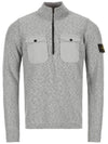 11Th Anniversary Wappen Pocket Half Zip Up Knit Top Grey - STONE ISLAND - BALAAN 3