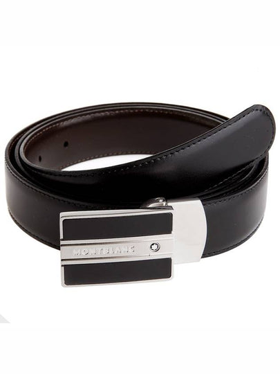 Classic Plate Buckle Reversible Leather Belt Black Brown - MONTBLANC - BALAAN 2