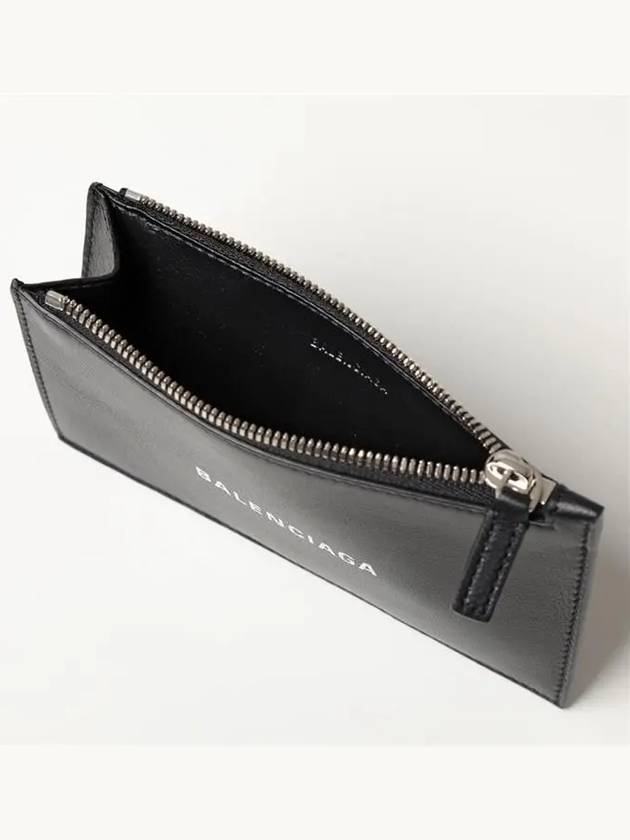 Everyday Logo Zipper Card Wallet Black - BALENCIAGA - BALAAN.