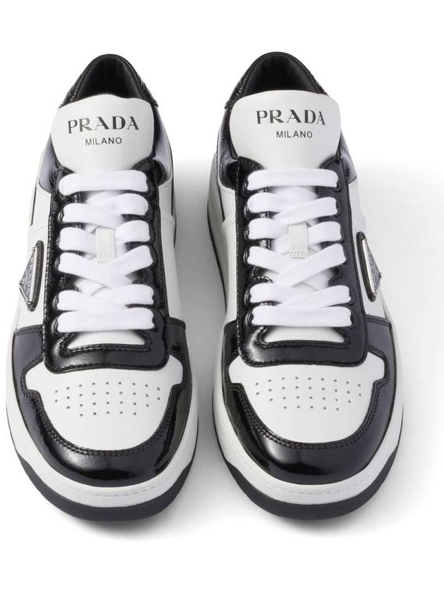 Downtown Leather Low Top Sneakers Black White - PRADA - BALAAN 5