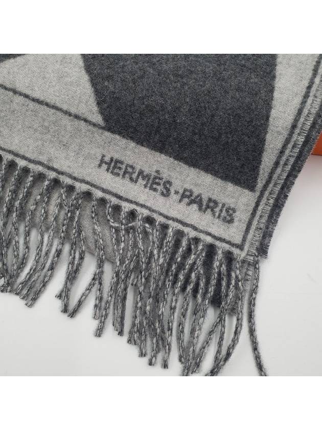 Camails Jacquard Cashmere Muffler Gris Clair Chine Flanel - HERMES - BALAAN 6