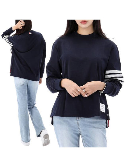 Engineered 4 Bar Medium Weight Jersey Oversized Long Sleeved T-Shirt Navy - THOM BROWNE - BALAAN 2