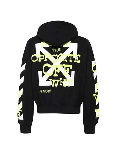 Diag Arrow Logo Print Hoodie Black - OFF WHITE - BALAAN 1