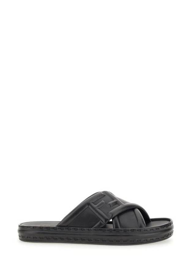 FF Logo Cross Slippers Black - FENDI - BALAAN 2