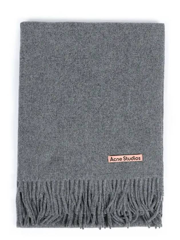 Logo Wool Fringe Scarf Grey - ACNE STUDIOS - BALAAN 3