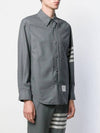 4 Bar Stripe Plain Weaving Wool Long Sleeve Shirt Grey - THOM BROWNE - BALAAN 3