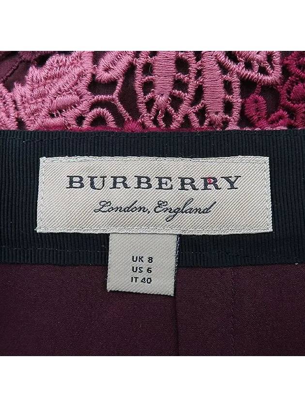 4023106 Pink burgundy color cotton blend flower pattern women s skirt 40 - BURBERRY - BALAAN 4