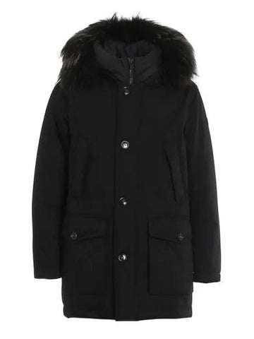 Fur insert down hooded jacket black men 237769 - WOOLRICH - BALAAN 1