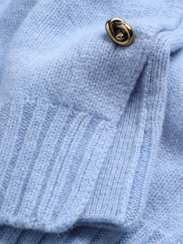 Metal Note Button Wool Knit Top Blue - BOTTEGA VENETA - BALAAN 4