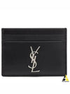 Monogram Card Case in Smooth Leather Black - SAINT LAURENT - BALAAN 2