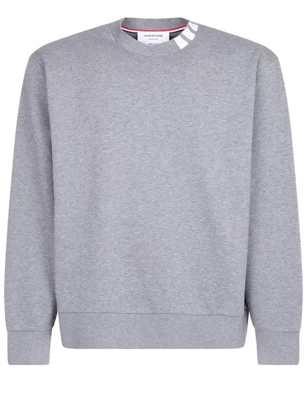 Men's 4 Bar Cotton Interlock Intarsia Mock Neck Sweatshirt Medium Grey - THOM BROWNE - BALAAN 1