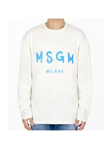 Brushed Logo Cotton Long Sleeve T-Shirt Ivory - MSGM - BALAAN 1