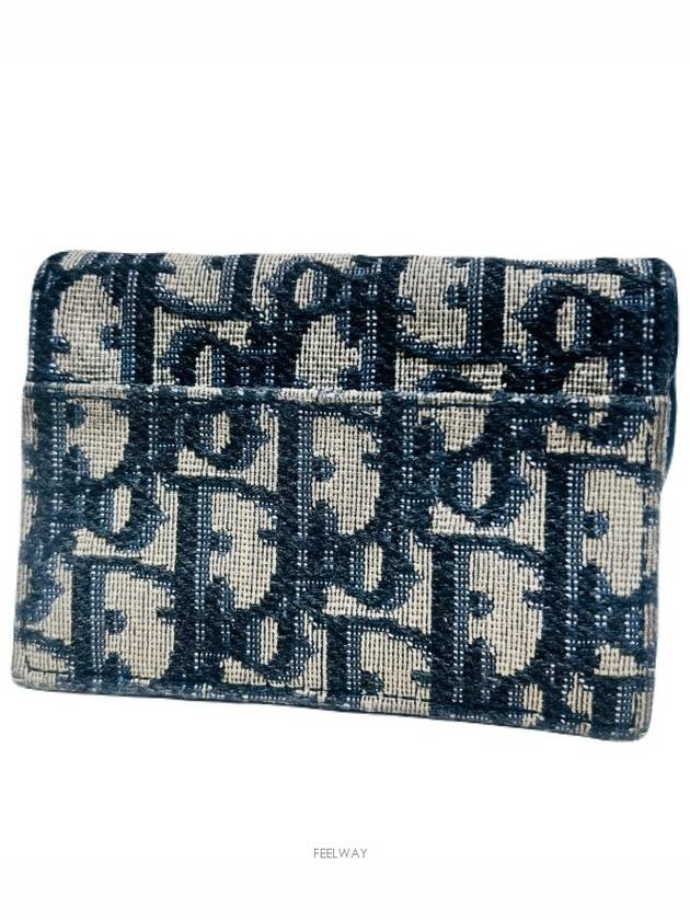 Oblique jacquard D logo saddle flap card wallet - DIOR - BALAAN 6