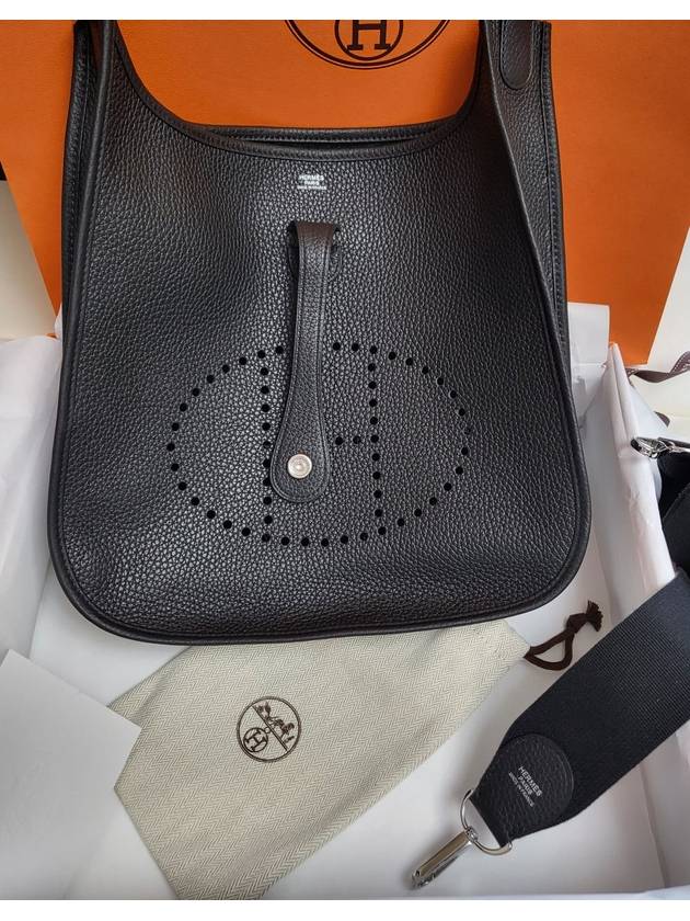 Evelyn 29 Silver Palladium Cross Bag Black - HERMES - BALAAN.