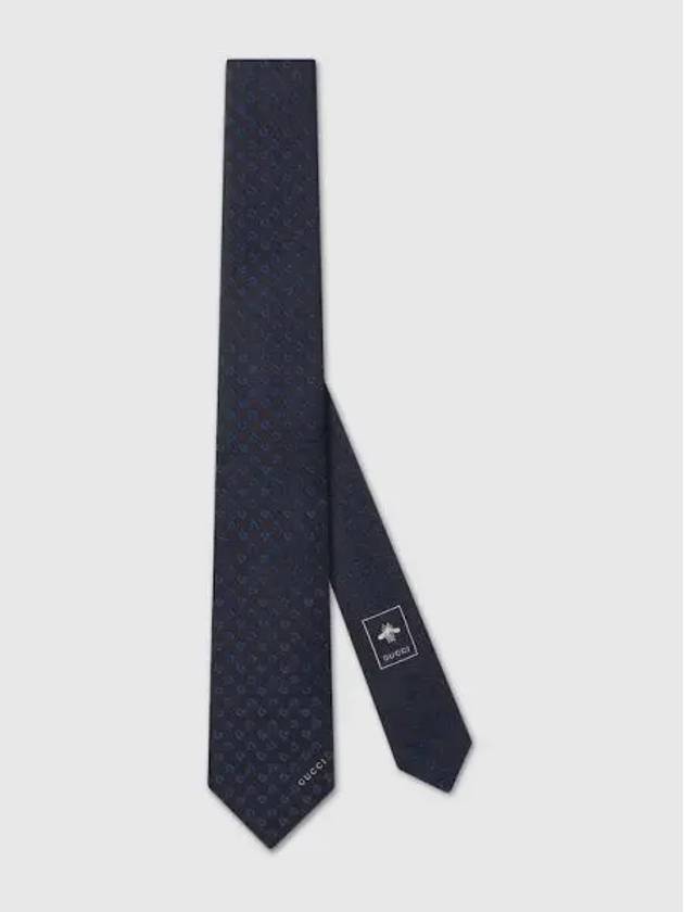 Horsebit Silk Jacquard Tie Navy - GUCCI - BALAAN 2