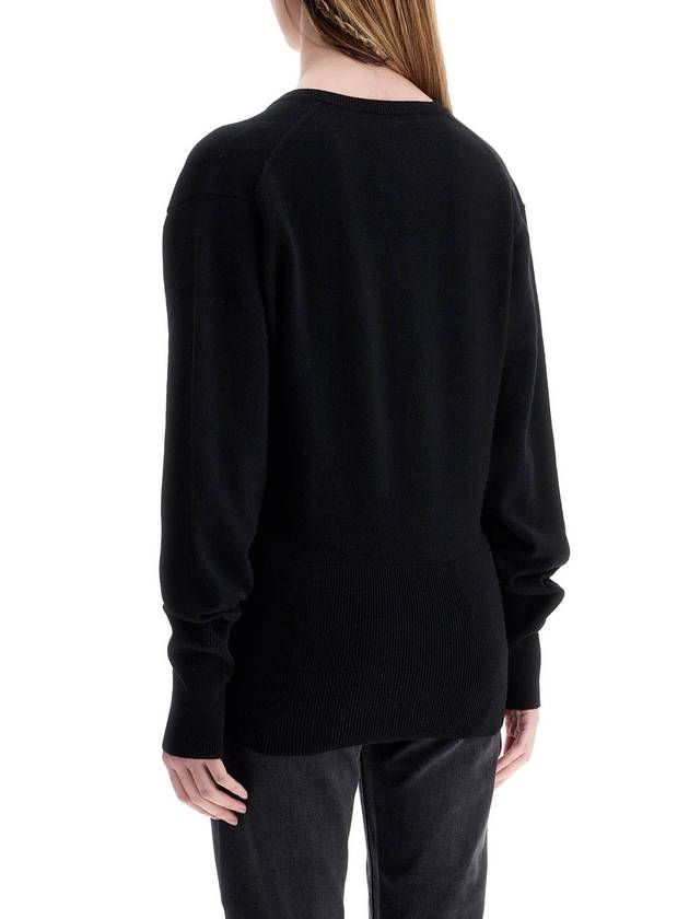 rws wool black sweater with deep v-neck - TOTEME - BALAAN 3