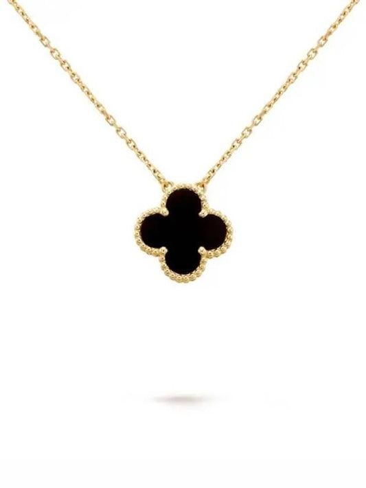 Van Cleef & Arpels Vintage Alhambra Pendant Nacklace Yellow Gold Onyx - VANCLEEFARPELS - BALAAN 2