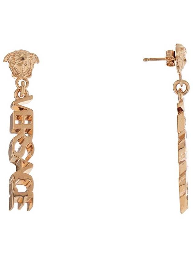 Logo Drop Earrings Gold - VERSACE - BALAAN 2