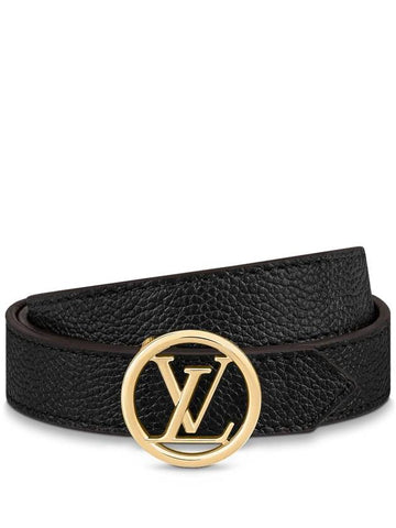 LV Circle Buckle Reversible Leather Belt Black Brown - LOUIS VUITTON - BALAAN 1