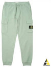 Garment Dyed Cotton Fleece Track Pants Light Green - STONE ISLAND - BALAAN 2