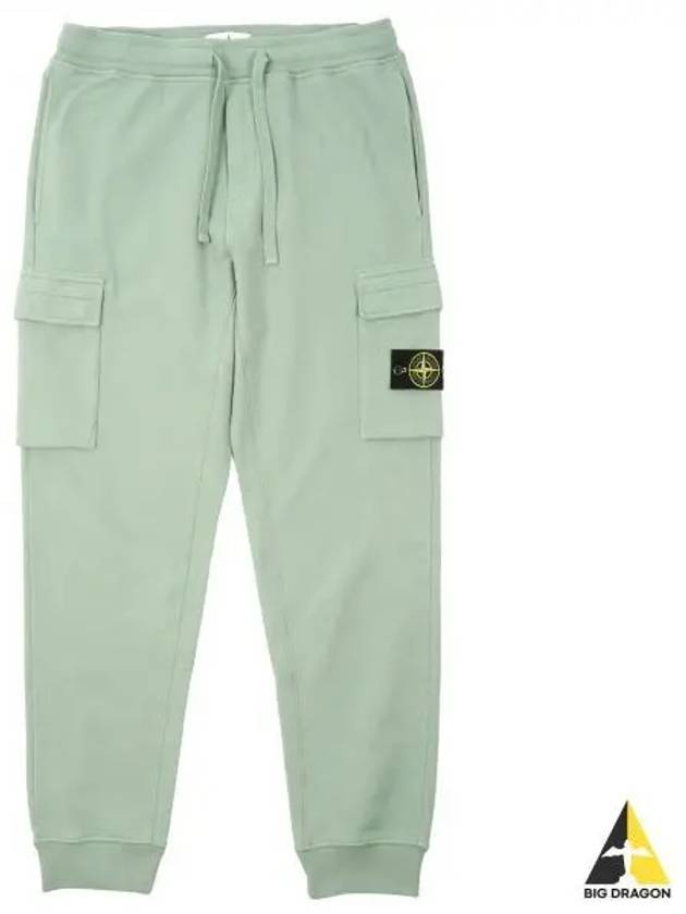 Garment Dyed Cotton Fleece Track Pants Light Green - STONE ISLAND - BALAAN 2