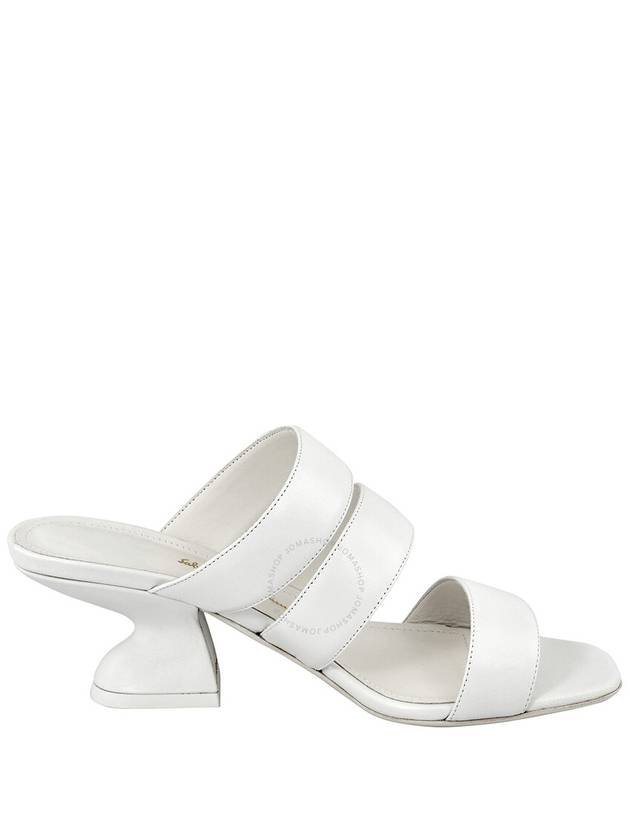 Salvatore Women's Steffi Leather Sandals Heel White - SALVATORE FERRAGAMO - BALAAN 2