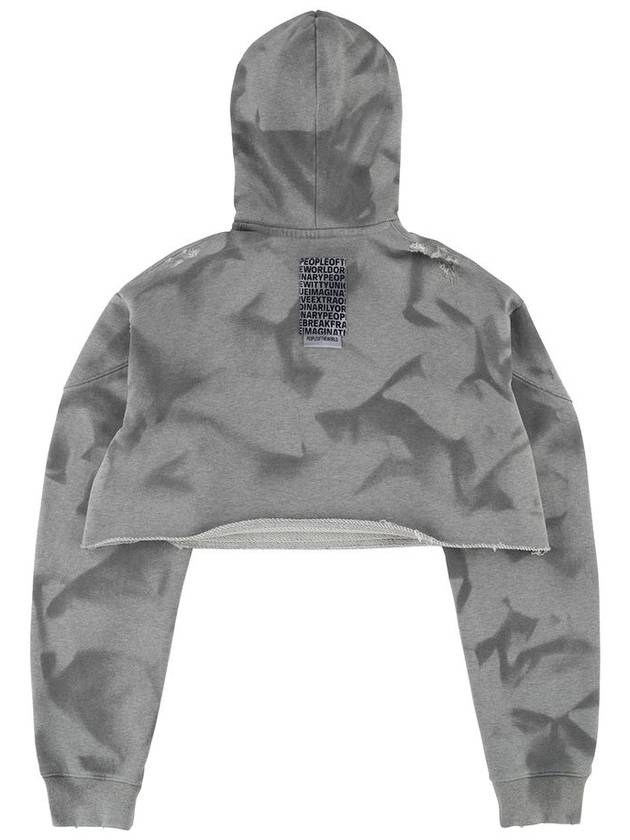 Crop Damaged Hoodie Grey - PEOPLE OF THE WORLD - BALAAN 3