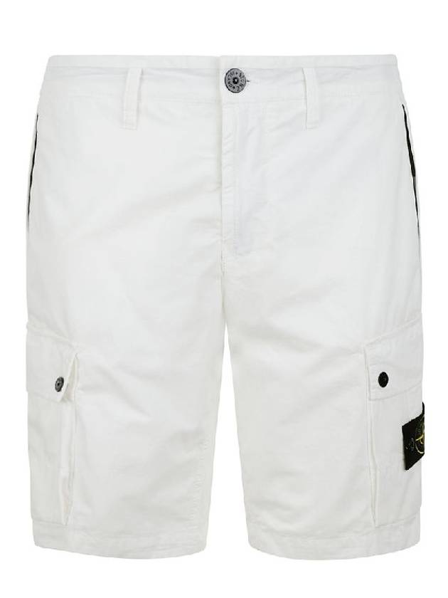 Men's Logo Patch Cargo Bermuda Shorts White - STONE ISLAND - BALAAN 1