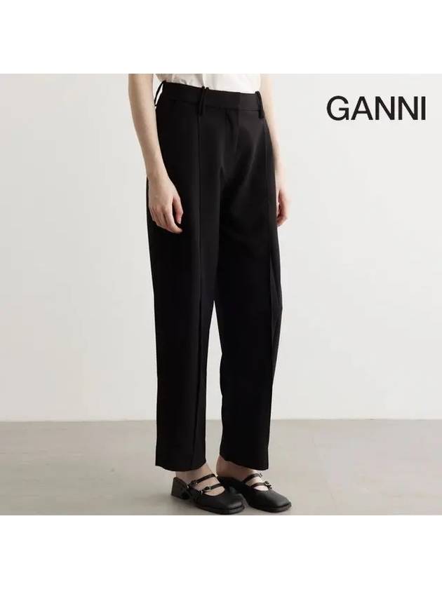 Light Twill Suiting Relaxed Pleated Slacks Black - GANNI - BALAAN 6