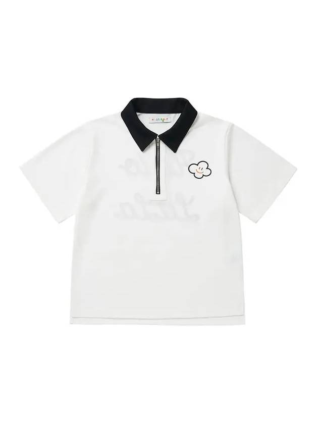 Hello LaLa Zip-Up Polo Shirt Black White - LALA SMILE - BALAAN 4