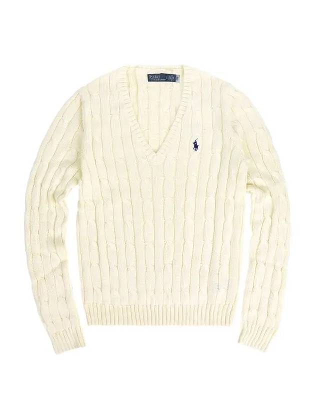 Kimberly Embroidered Logo Pony Cable Knit Top Cream - POLO RALPH LAUREN - BALAAN 4