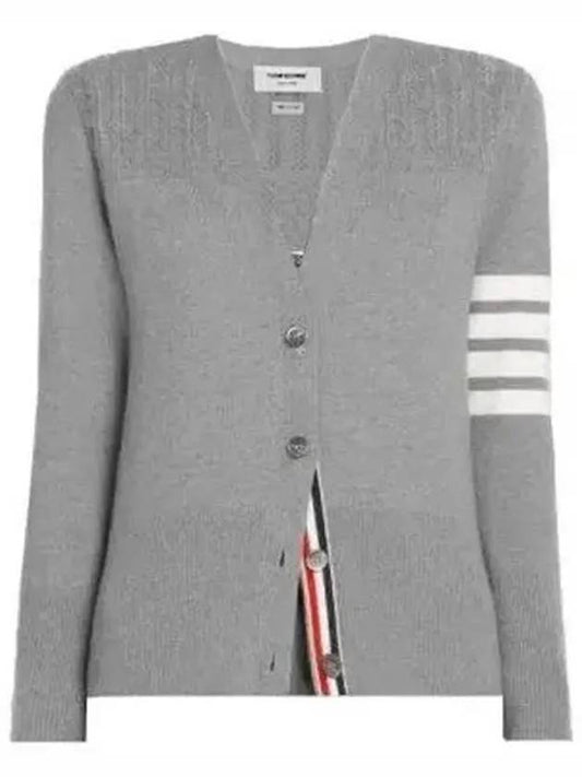 striped Hector V-neck cardigan gray - THOM BROWNE - BALAAN 1