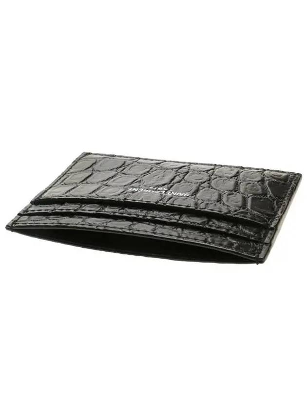 Classic Logo Crocodile Card Wallet Black - SAINT LAURENT - BALAAN 7