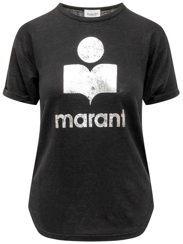 Koldi Linen Short Sleeve T-Shirt Black - ISABEL MARANT ETOILE - BALAAN 2