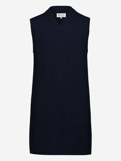 Women's V-neck Knit Midi Dress Blue - MAISON MARGIELA - BALAAN 2