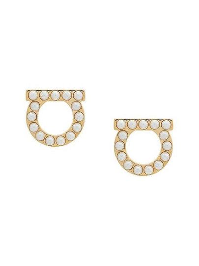 Gancini Pearl Earrings Gold - SALVATORE FERRAGAMO - BALAAN 2