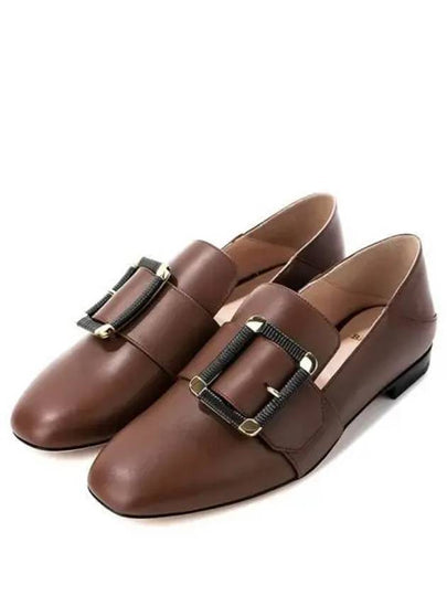 Janelle Logo Leather Loafers Brown - BALLY - BALAAN 2