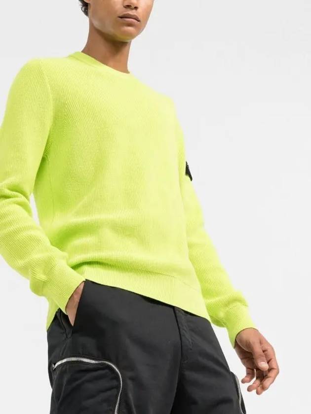 Men's Ribbed Soft Cotton Crewneck Knit Top Lemon - STONE ISLAND - BALAAN 4