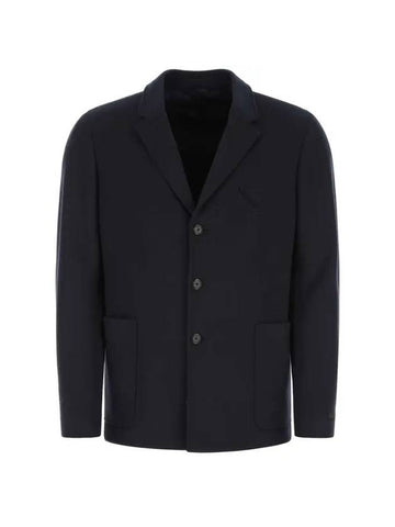 Men's Cashmere Wool Blend Jacket Navy - PRADA - BALAAN 1