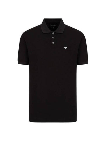 Mini Logo Short Sleeve PK Shirt Black - EMPORIO ARMANI - BALAAN 1