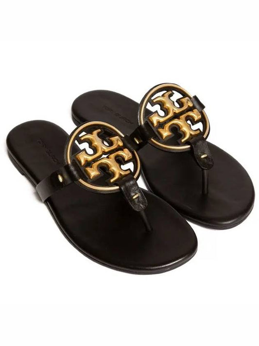 Women's Metal Miller Soft Flip Flops Black - TORY BURCH - BALAAN 2