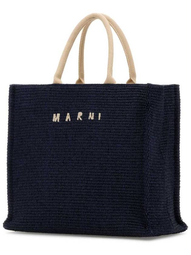 Raffia East West Tote Bag Navy - MARNI - BALAAN 3