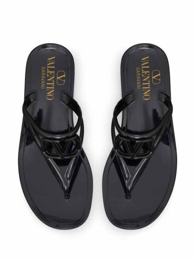 V Logo Signature Flip Flop Black - VALENTINO - BALAAN 3