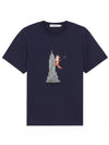 Oly Empire Fox Printing Round Cotton Short Sleeve T-Shirt Navy - MAISON KITSUNE - BALAAN 2