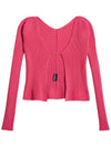 La Maille Pralu Longue Micro Charm Logo Cardigan Pink - JACQUEMUS - BALAAN 2