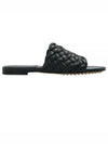 Intrecciato Leather Slippers Black - BOTTEGA VENETA - BALAAN 2