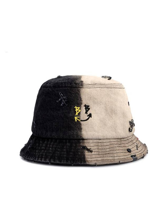 BBD Division Smile Logo Denim Bucket Hat Black - BLACKBLOND - BALAAN 1