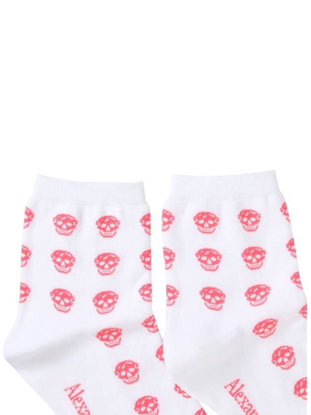 Women Pink Skull Pattern Socks White - ALEXANDER MCQUEEN - BALAAN 3