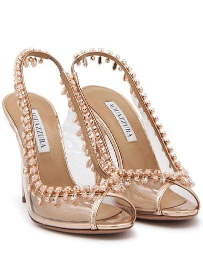 Aquazzura Rose Gold-Tone Leather Temptation Sandals - AQUAZZURA - BALAAN 2